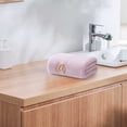 thumbnail image 2 of Home Water Absorbing Fleece Towel - Embroidered, Soft, Lint-Free, Quick Drying for Bathroom and Kitchen Use,Purple, 2 of 5