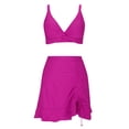 thumbnail image 6 of Summer Swimsuits 2 Piece,Women's High Waisted Bikini Sets Tummy Control Bathing Suit with Skorts Two Piece Swim Suit 2026 Retro Swimsuit,Hot Pink,S, 6 of 9