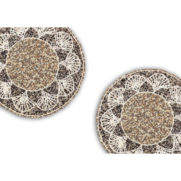 Set of 6 placemats, Handmade Bead Placemats, Floral Tablemats, Designer Charger Plate 13X13 Inches