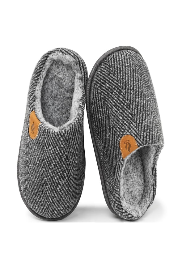 Men's Fuzzy Scuff Slippers Comfy Winter Warm Indoor House Shoes