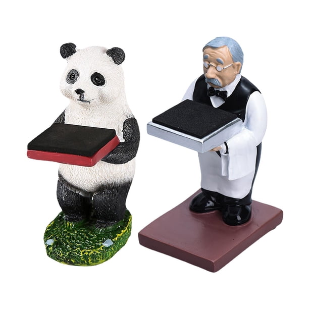 2 soportes de exhibición creativos multifuncionales para reloj de noche, modelo de figura de resina panda mayordomo