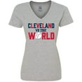thumbnail image 3 of Inktastic Cleveland Vs. the World blue and red with baseball Women's V-Neck T-Shirt, 3 of 5