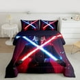 thumbnail image 2 of jejeloiu Modern Cool Gradient Light Bedding Comforter Set,Cartoon Light Sword Twin Comforter Sets,Neon Red Blue Bedding Set For Boys Kids,Breathable Home Decor Reversible,2 Pieces, 2 of 8