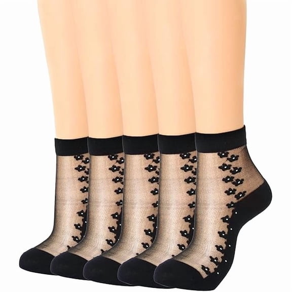 Eryueer Sheer Ankle Socks Flower Ultrathin Socks See Throughs Sock for Women