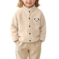 thumbnail image 2 of Gamivast Toddler Kids Fleece Jacket Panda Embroidered Snap Button Front Coat with Stand Collar and Raglan Sleeves Soft Warm Casual Outerwear for Boys Girls School Travel and Outdoor Play 3 Years, 2 of 6