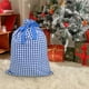 thumbnail image 5 of Bolsa de regalo de Navidad con cordón grande de tela de cuadros | 27,56 x 19,69 in | Saco reutilizable de tela para regalos navideños, caramelos y artículos para fiestas | Colores festivos Negro, 5 of 6
