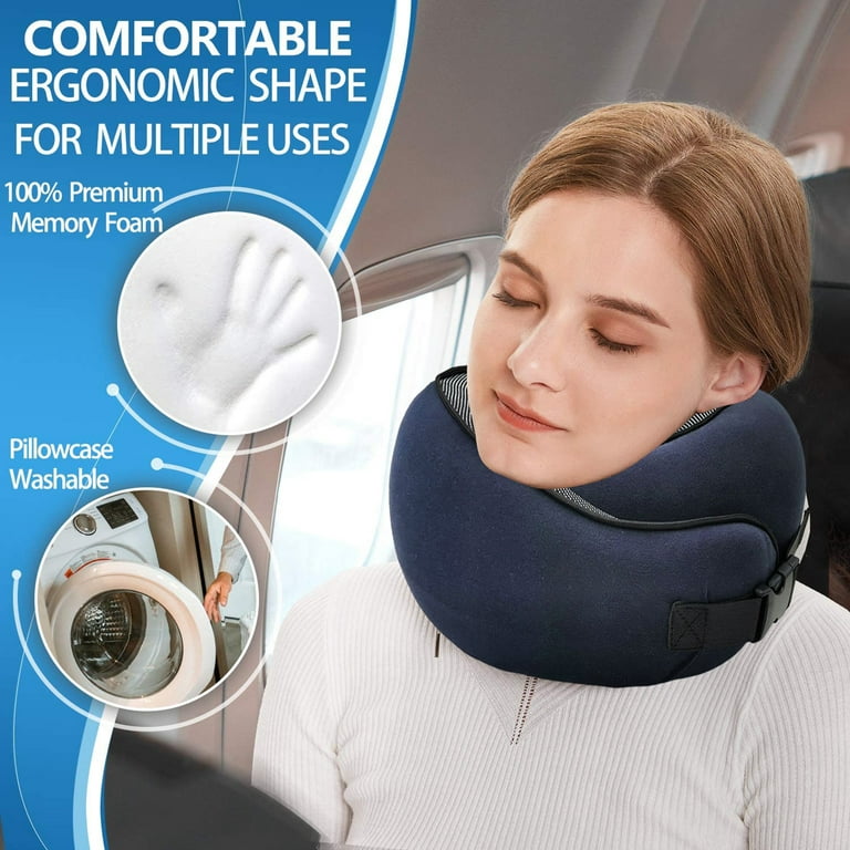 Portable U-Shape Memory Foam Travel Pillow With Storage Bag