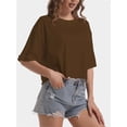 thumbnail image 5 of Women's Comfy Basic Workout Gym Short Sleeve Crop Tops Casual Loose Oversized T-Shirts, 5 of 6