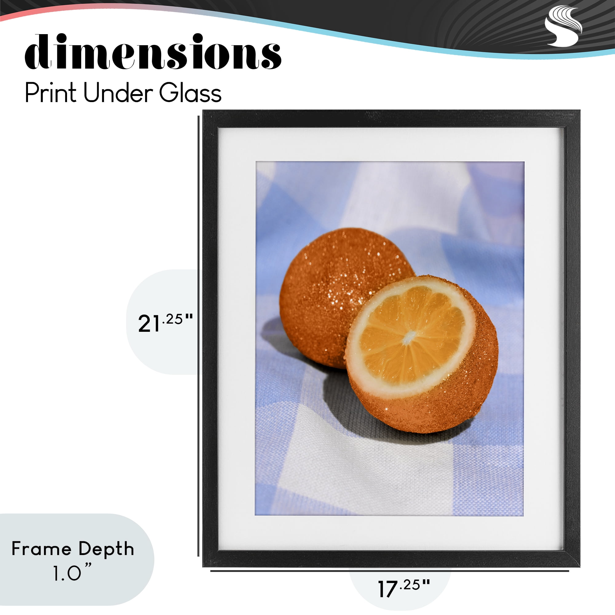 Stupell Industries Glimmer Orange on Blue Black Framed Print Under Glass, design by LISH Creative