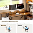 thumbnail image 4 of 75inch L Shaped Computer Desk with Drawers, Large Gaming Desk with LED Light & Power Outlets, Corner Computer Desk with Storage Shelves & Monitor Stand for Home Office,Rustic Brown and Black, 4 of 18
