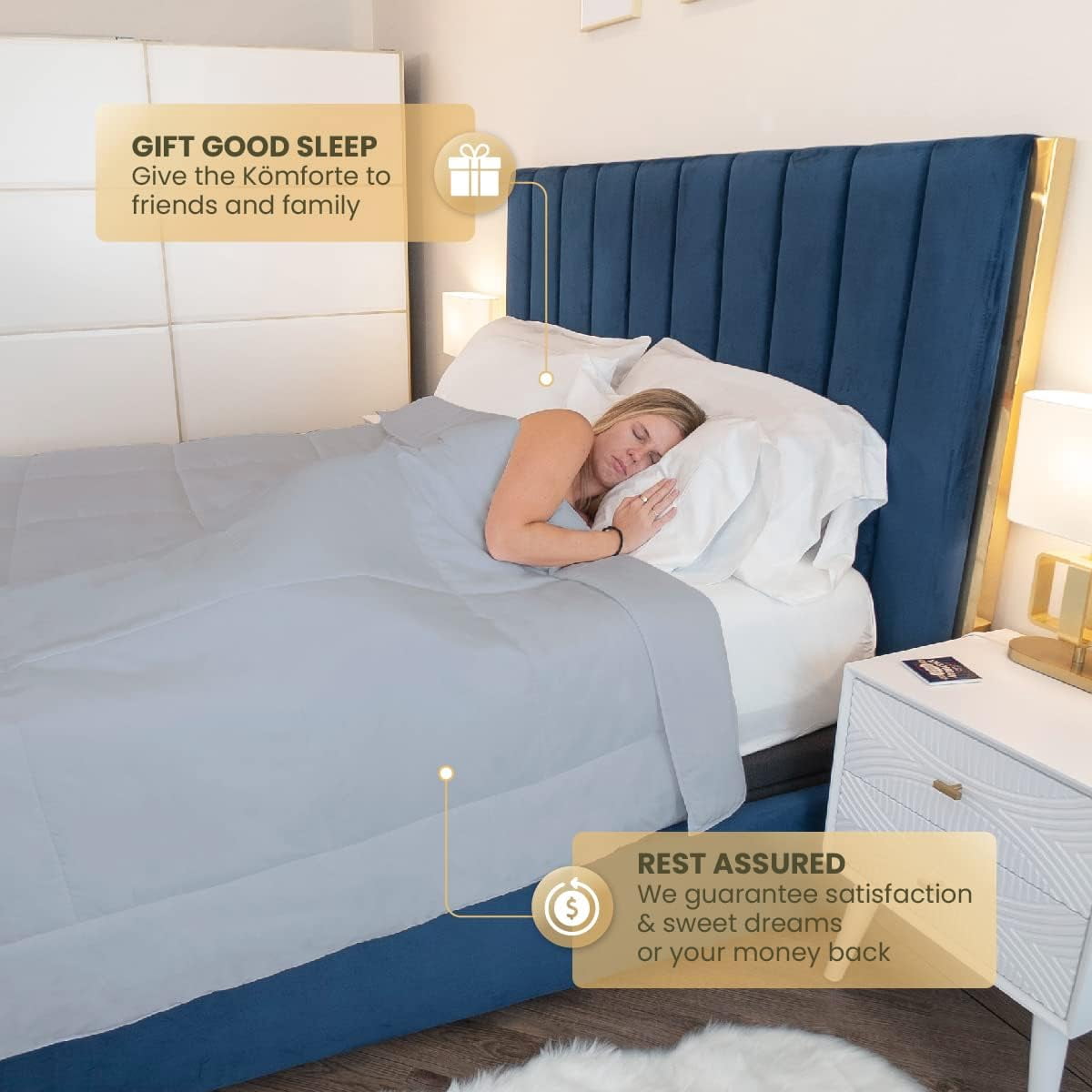 Komforte Dual Zone Couples Comforter – Hypoallergenic, Alternative Down His and Her Duvet Insert Keeps Everyone Comfortable – Machine Washable Two Temperature Comforter by SoMN (Gray, King)
