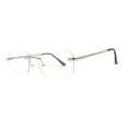 thumbnail image 2 of Classic Narrow Rectangle Rimless Blue Light Filtering Computer Glasses Silver, 2 of 4