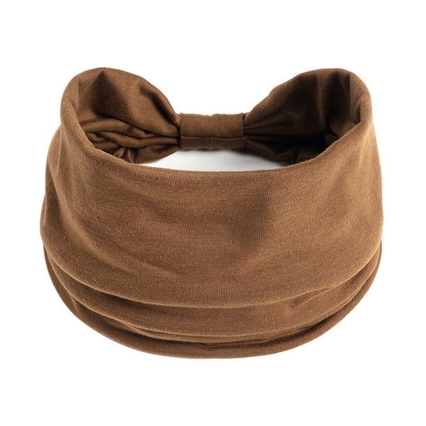 Zhuge Diadema elástica con lazo para yoga para mujer, banda para el cabello anudada, turbante (café claro)