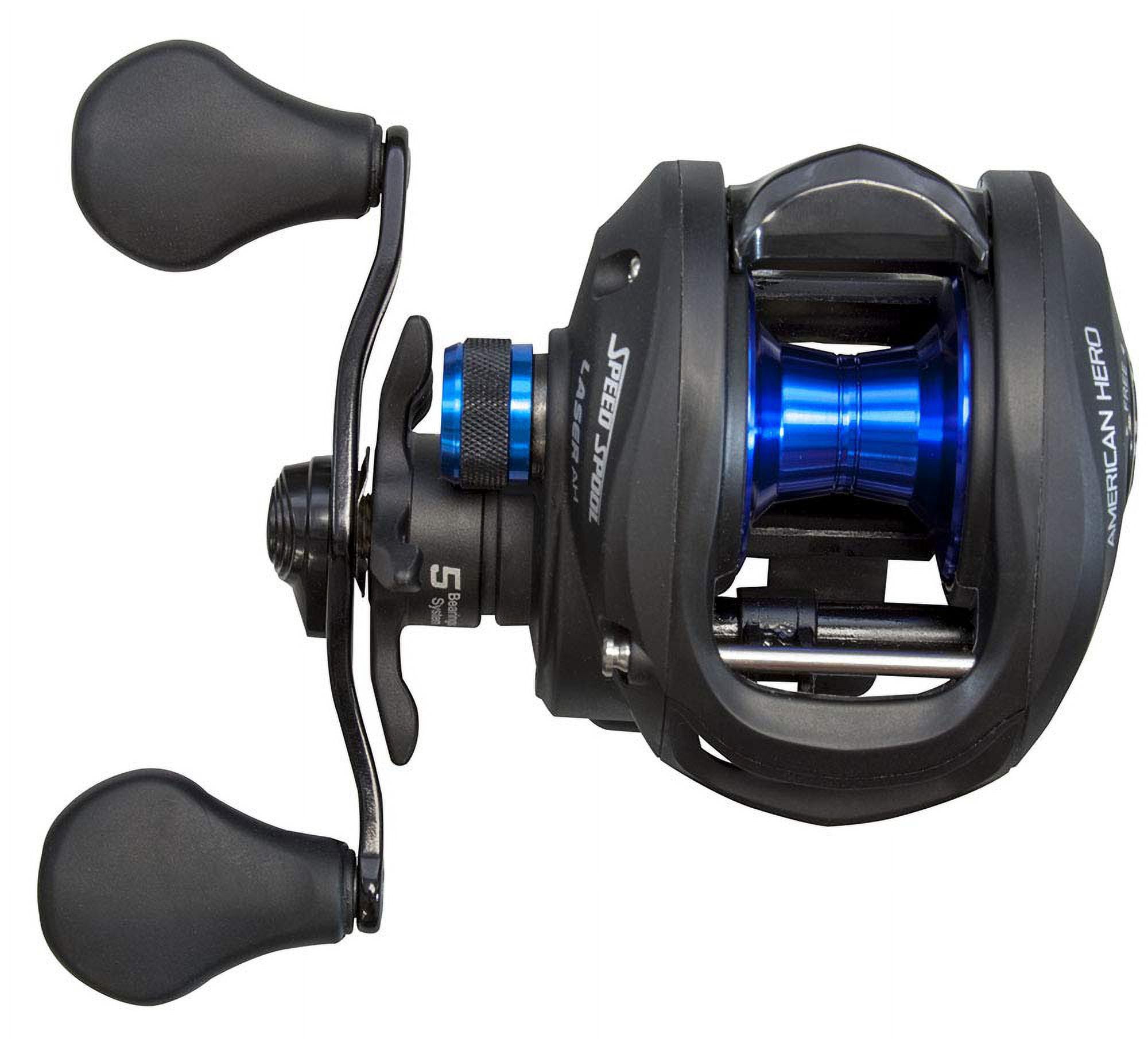 Lew's American Hero Baitcast Fishing Reel, Right-Hand Retrieve, 6.4:1 Gear  Ratio, 5 Bearing System with Stainless Steel Double Shielded Ball Bearings,  Black 
