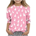 thumbnail image 2 of Blusas y camisas de manga larga con cuello redondo para niños con estampado de día de Pascua, manga 3/4/cuello redondo tres cuartos, camisa inferior y superior para niños, parte superior de poliéster, 2 of 5
