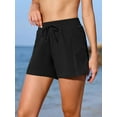 thumbnail image 2 of Womens Swim Shorts High Waisted Drawstrings 2-In-1 Swimming Bottoms with Zipper Pockets, 2 of 7