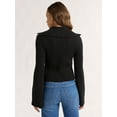 thumbnail image 3 of Sofia Jeans Women's Wide Collar Zip Cardigan, Lightweight, Size XS-XXXL, 3 of 5