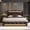 Black-Side Storage Pockets & 2 Storage Drawers, variant on LED Queen Bed Frame with Charging Station, Faux Leather Upholstered Platform Bed with Adjustable Diamond Crystal Headboard, Solid Wood Slats Support, No Box Spring Needed, Noise Free, Black