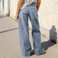 thumbnail image 5 of WERYOUNG Women's Casual Pants Solid Color High Waist Everyday Wear Relaxed Fit Wide Leg Denim Trousers Club Party Comfortable Stylish Jeans, 5 of 8
