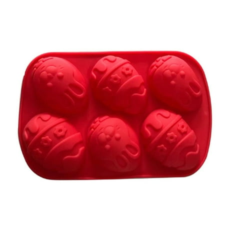 

PUREOY Cake Mold Non-stick Easter Egg Silicone Mold Food-Grade 6 Grids Easter Dessert Baking Mold for Home Kitchen