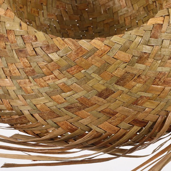 NICEXMAS 3Pcs Handmade Straw Sun Hats Khaki Wide Brim Hats for Garden Festival Parties
