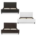 thumbnail image 4 of Euro Complete Faux Leather Upholstered Platform Bed and Bedding Support System with 30-Inch Headboard, Sable Finish, King, 4 of 5