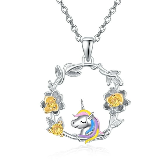 TANGPOET Unicorn Necklaces for Women 925 Sterling Silver Necklaces Cute Animal Unicorn Jewelry Gifts for Women Daughter Family Adjustable Chain