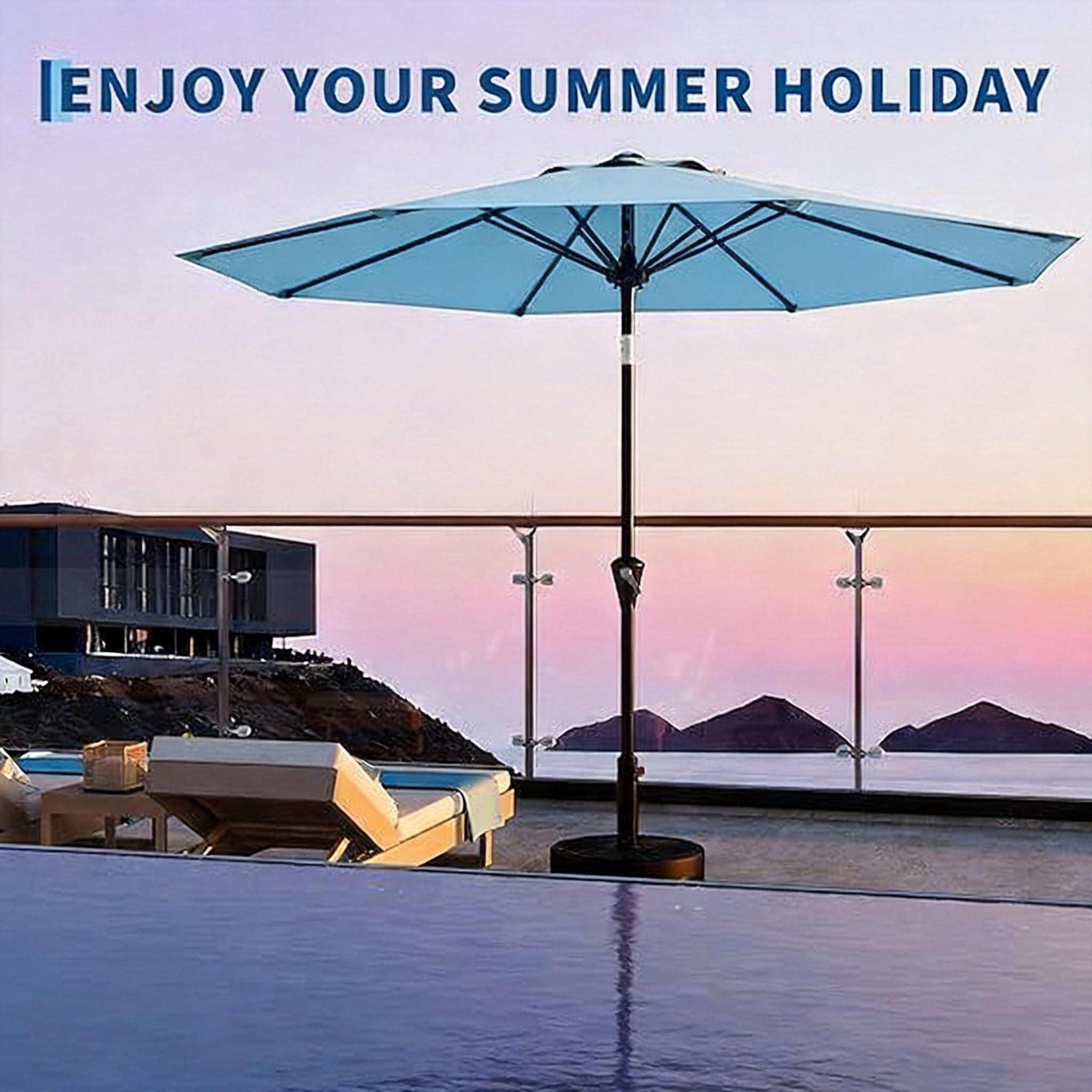 9 FT Patio Umbrella for Outdoor, Outdoor Umbrella with Push Button Tilt and Crank, Outdoor Patio Umbrellas with 8 Sturdy Ribs for Market, Garden, Deck, Backyard, Pool