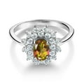thumbnail image 2 of Gem Stone King 1.80 Ct Oval Mango Mystic Topaz 925 Sterling Silver Flower Ring, 2 of 4