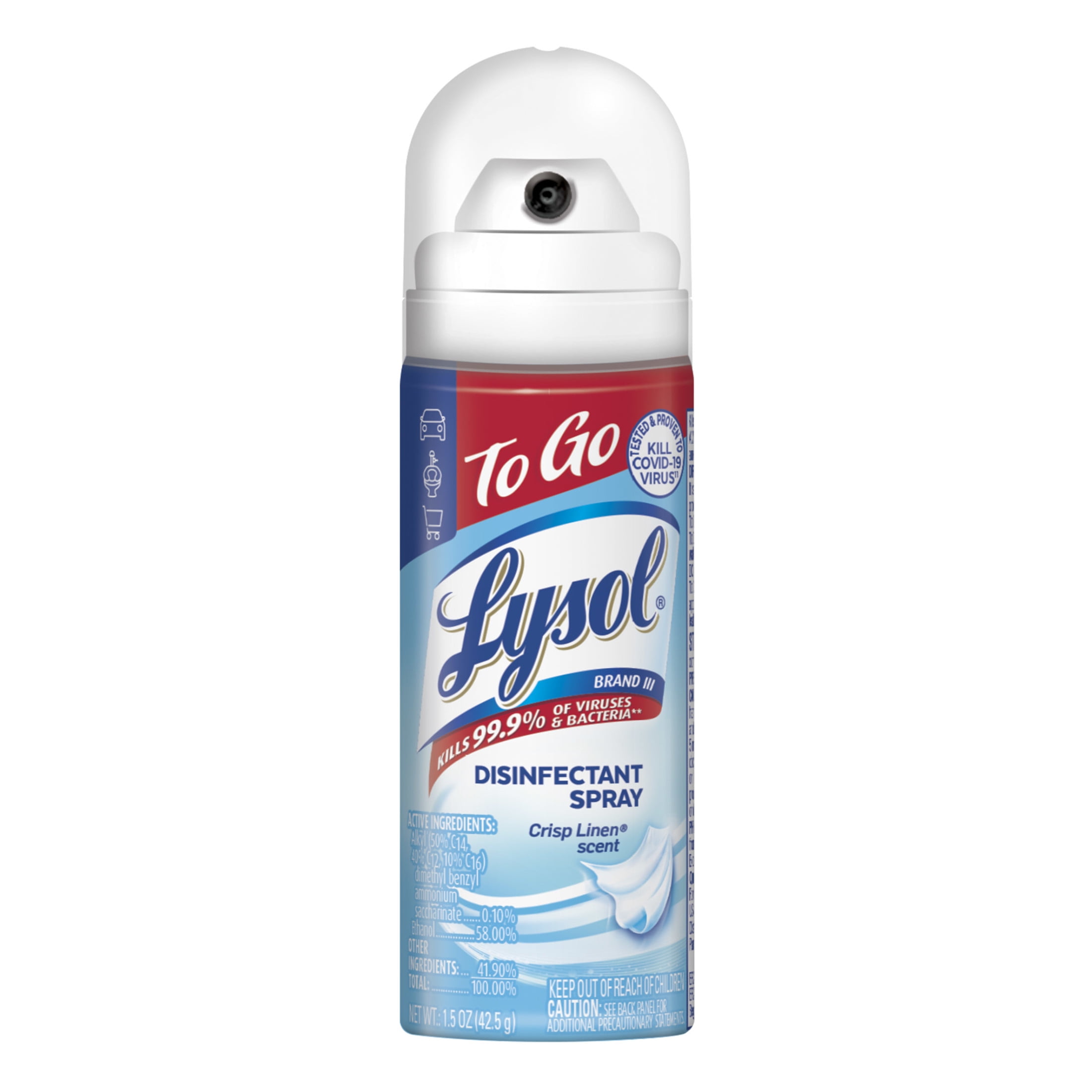 2 pack) Lysol To Go Travel Size Disinfectant Spray, Crisp Linen