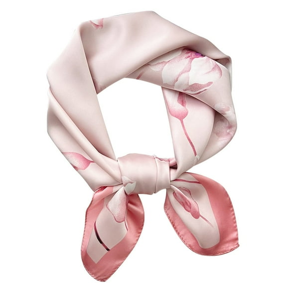 Xiao Hua Fashion Small Neck Scarf Silk Feeling Head Scarves Satin Square Bandanas Mother Day Gift for Women 27.5*27.5inch （Pink）
