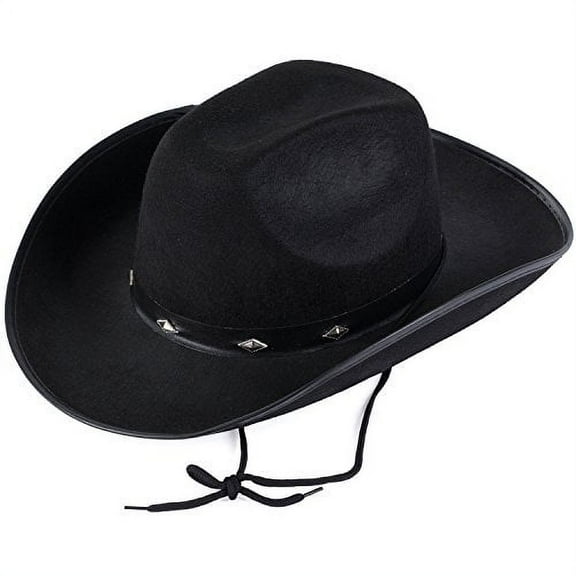 Funny Party Hats Studded Western Style Cowboy Hat, Cowboy Costume Accessories, Black, One Size fits Most
