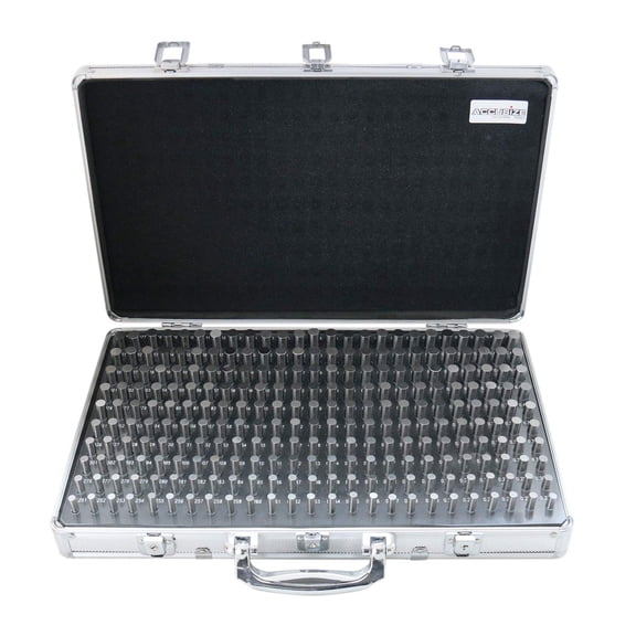 Accusize 0.251''-0.500'', 250 Pc Steel Plug Pin Gage Set, Minus, Class Zz, Packed into an Aluminum Case, M2(-)A