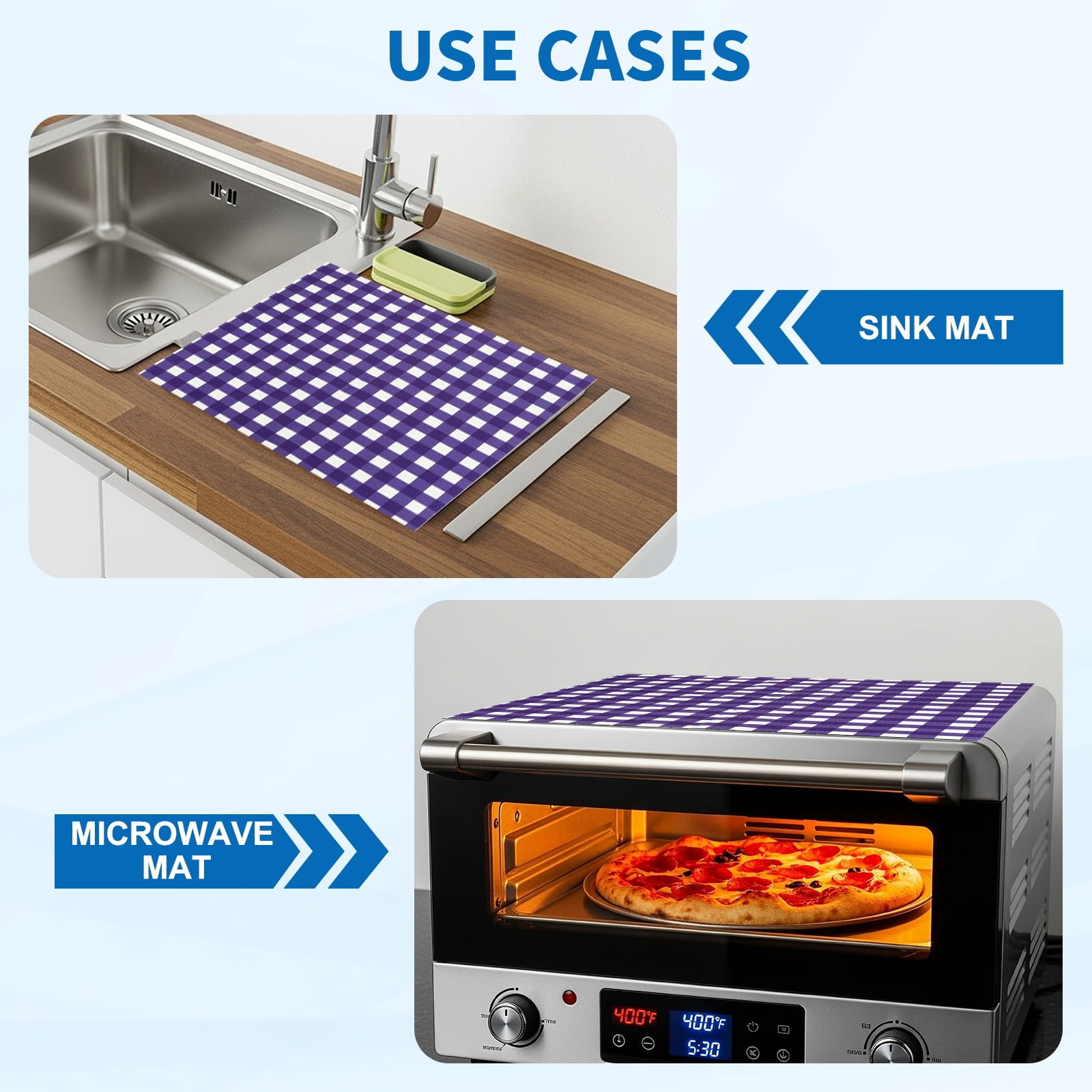 Uxcell 1 Pcs Washer and Dryer Top Protector Mat 20'' x 24'' - Non-Slip, Quick Drying Rubber Washing Machine Top Cover Pad Geometric Pattern for Home Kitchen Laundry Room, Purple