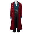 thumbnail image 3 of Hulanddfd Mens Coat Gothic Long Trench Coat, Stand Collar Double Breasted Outerwear with Silver Buttons, Vintage Cosplay Wear, 3 of 7