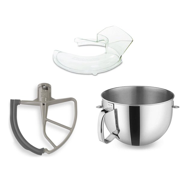 KitchenAid 7Quart Stainless Steel Bowl + Flex Edge Beater + Pouring