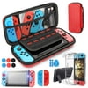 Carrying Case for Nintendo Switch, TSV 13-in-1 Switch Accessories Bundle with Protective Hard Travel Carrying Case Pouch, Clear Cover Case, Screen Protector, 10 Games Slots, Silicone Cover for Joy-Con