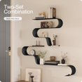 thumbnail image 6 of Black Floating Shelves Set of 3, Black Metal Decor, Unique Mounted Floating Shelf, Modern Long Wall Shelf, Large Wall Shelves for Bedroom, Bathroom, Living Room, 6 of 7