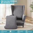 thumbnail image 4 of CJC Wingback Chair Slipcover, 2-Piece Stretch Wing Back Chair Cover with Cushion Cover, Armchair Covers Furniture Protector for Living Room Bedroom (Dark Gray), 4 of 10