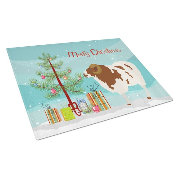 Caroline's Treasures Jacob Sheep Christmas Glass Cutting Board Large
