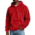 thumbnail image 2 of qafoshin Mens Warm Fuzzy Hoodies Fall Winter Casual Fleece Hooded Sweatshirt Fashion Solid Color Pullover Tops S-3XL, 2 of 6
