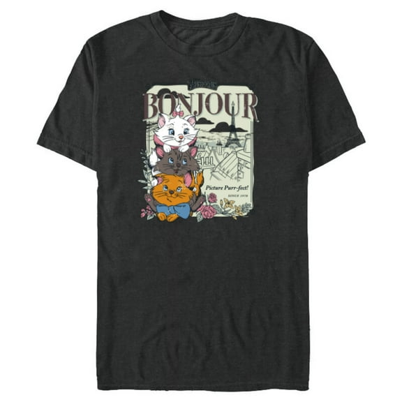 Disney The Aristocats Bonjour - Short Sleeve Blended T-Shirt for Adults - Customized-Dark Heather