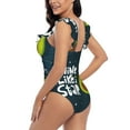 thumbnail image 4 of Goofa Avocado in Space1 Print Women's Ruffled One Piece Swimsuit V Neck, 4 of 7