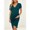 thumbnail image 3 of Short Sleeve Summer Maternity Dress for Woman Ruched Pregnancy Clothes, 3 of 7