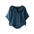 thumbnail image 1 of Blouses pour Femmes Col Rond Décontracté Bouton Basique Confortable Tee Lounge Tendance Léger Été Vacances Chemise Douce 2025, 1 of 6