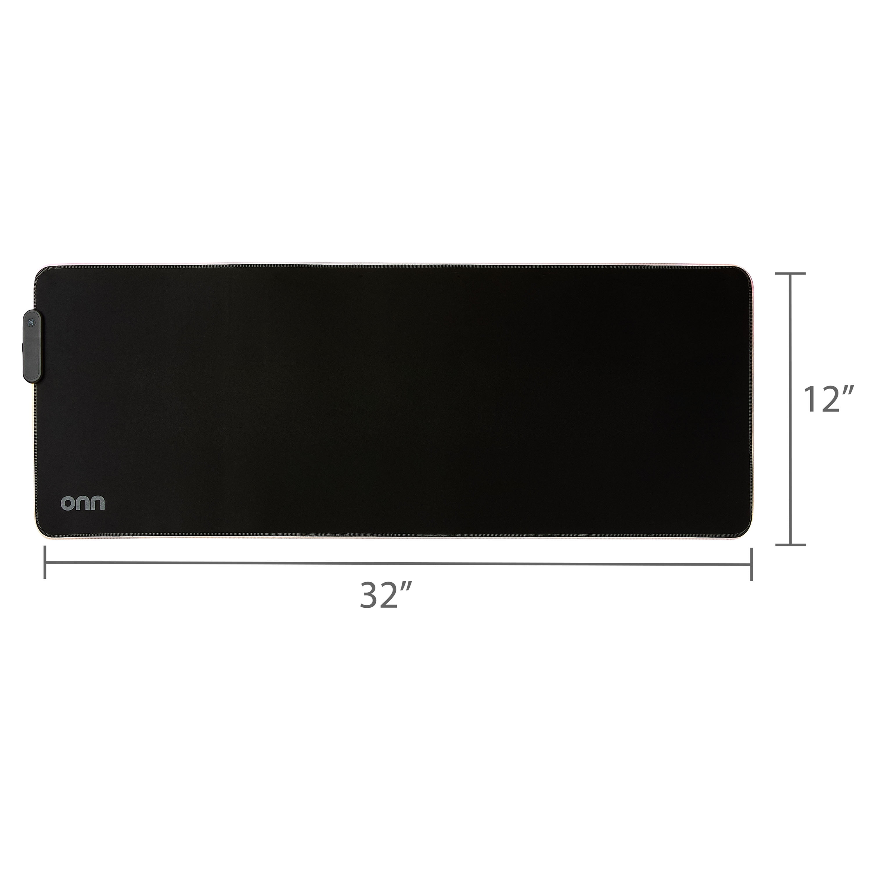 onn Gaming Desk Pad with LED RGB Lighting, Black 32", Rubber Anti-Slip base