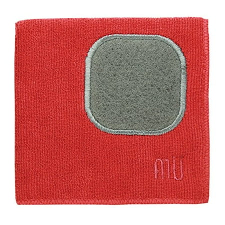 

MUkitchen Microfiber Dishcloth With Built-In Scrubber 12 by 12-Inches Crimson
