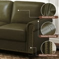 thumbnail image 3 of 80'' Faux Leather Sofa with Storage Seats, Classic 3-Seater Couch with Nailhead Trim, Easy Assembly (Green), 3 of 7