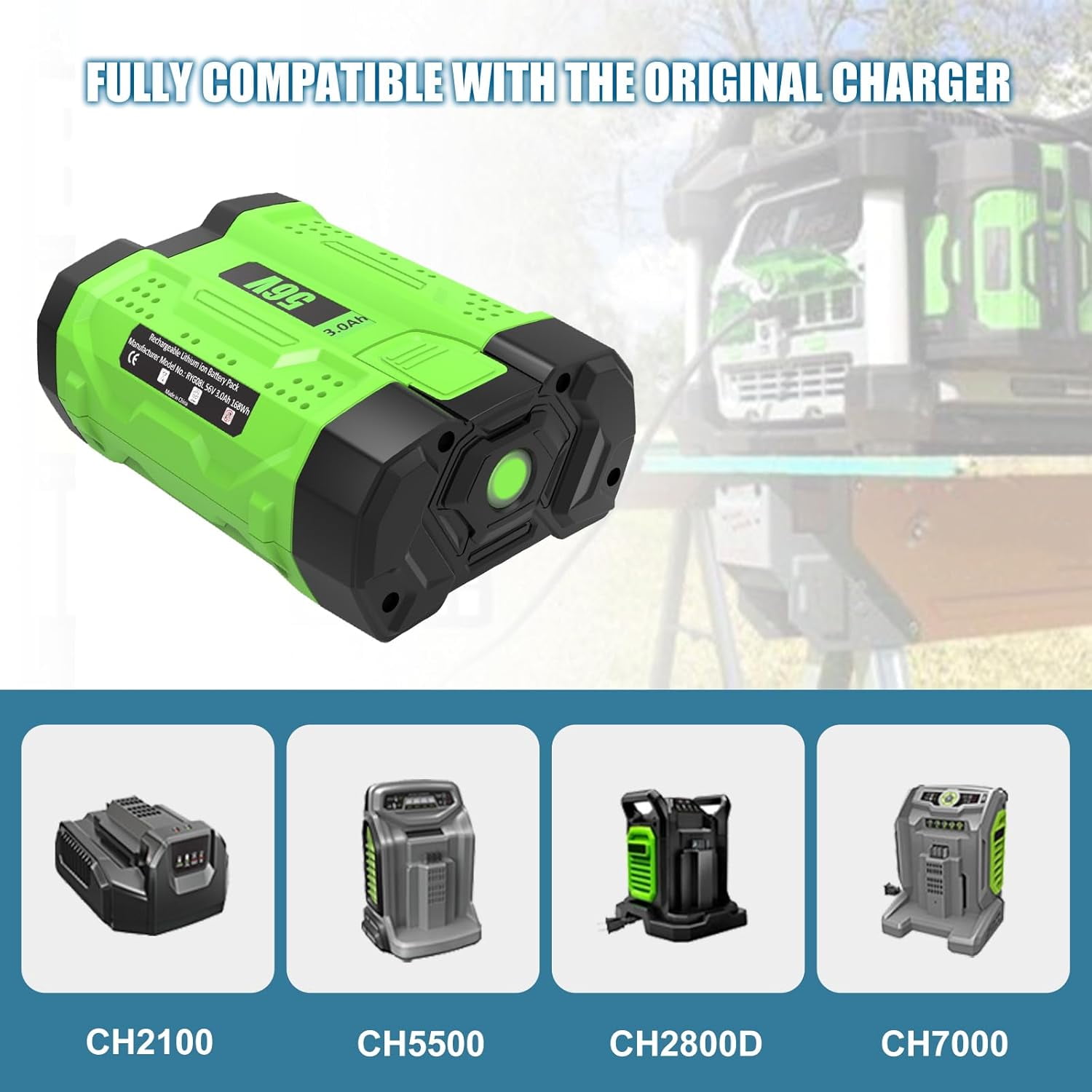 56V 3.0Ah Replacement for EGO Battery 56 Volt Lithium-Ion Battery BA2800T BA4200T BA1400 BA1400T