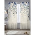 thumbnail image 5 of Sheer Curtains 96 Inches Long, Blue Flower Light Filtering Window Curtains for Living Room, Farmhouse Eucalyptus Retro Country Plant Rod Pocket Voile Sheer Curtain Drapes, 52"W x 96"L, 2 Panels, 5 of 8